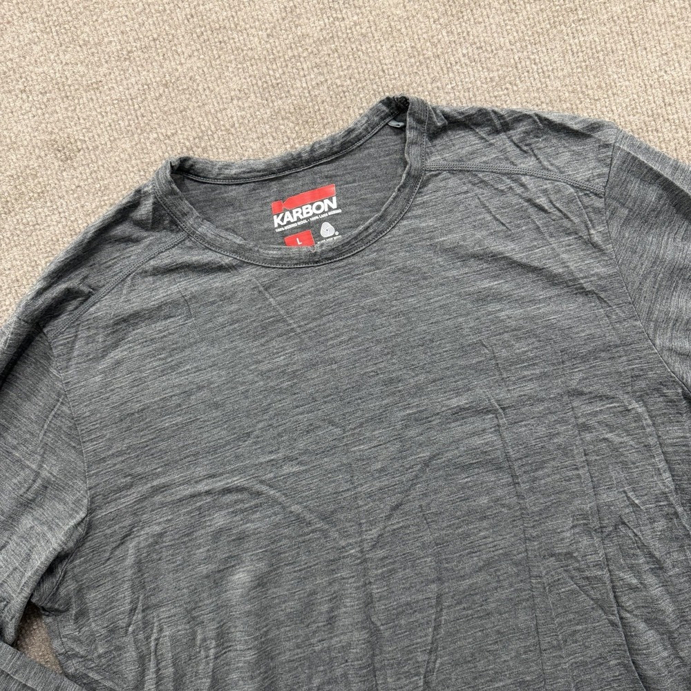 Karbon Merino Wool Shirt Men's Large Gray Long Sleeve Base Layer 100% Wool